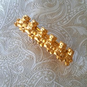 ANN KLEIN Gold Teddy Bear Barrette